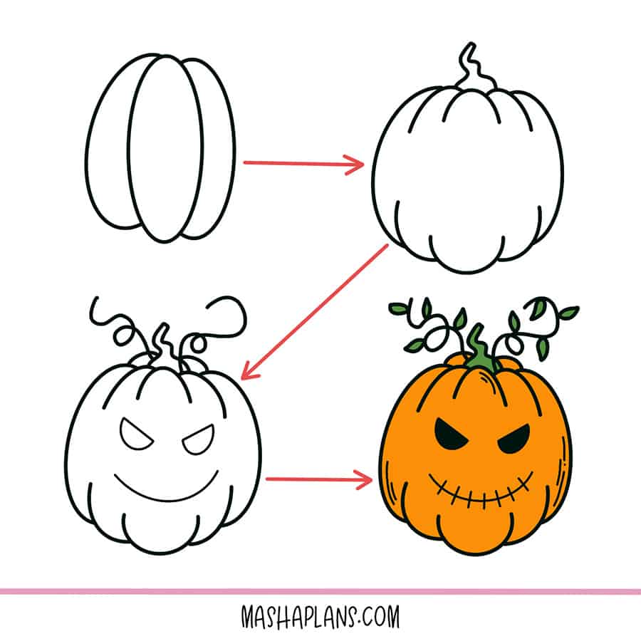Step By Step Doodling Tutorial - how to doodle a pumpkin | Masha Plans