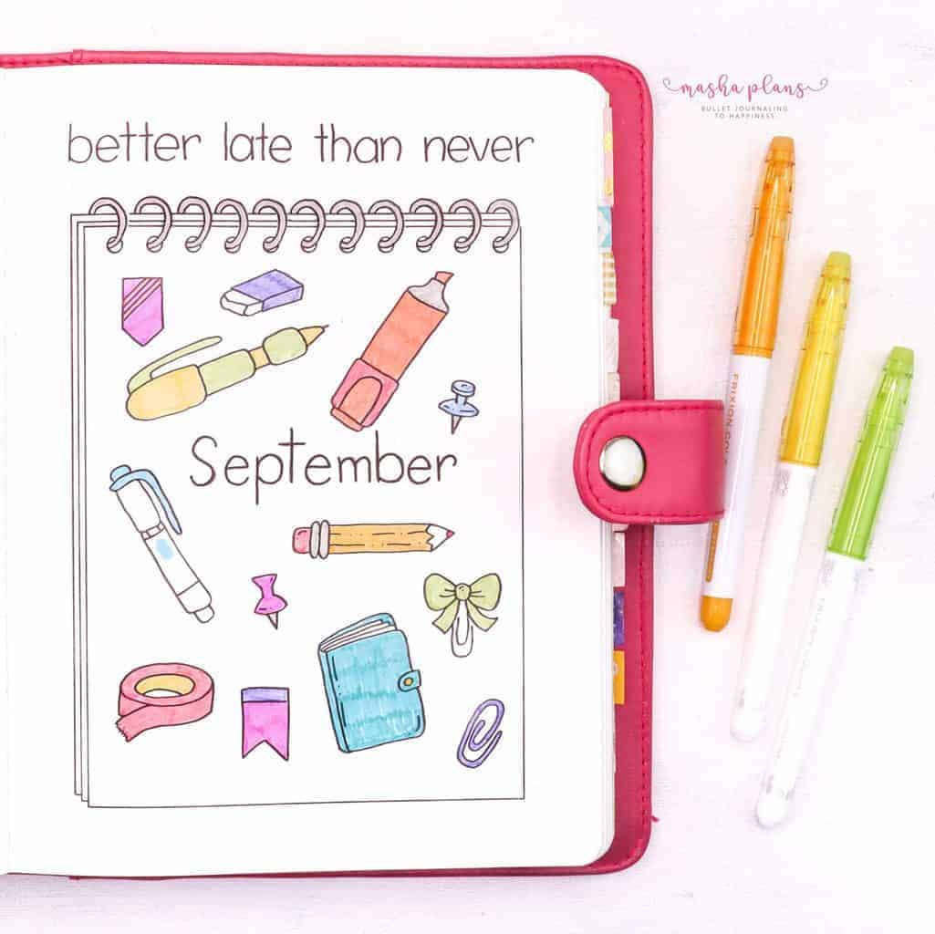 Back To School Bullet Journal Theme - cover page | Masha Plans