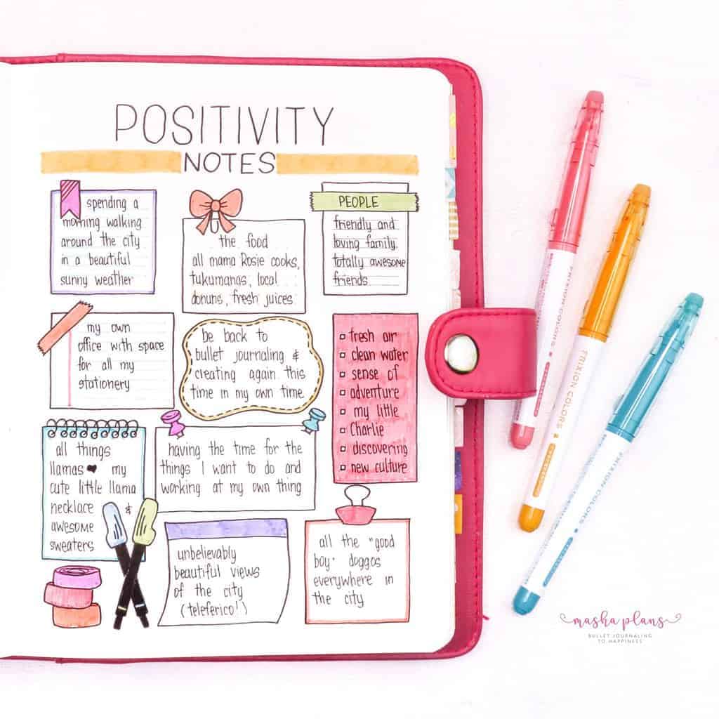 Back To School Bullet Journal Theme - positivity notes | Masha Plans