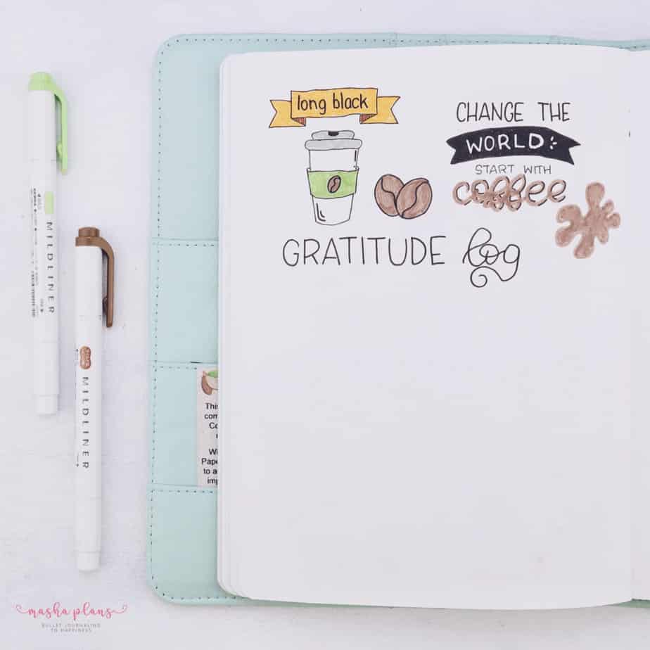 27 Coffee Bullet Journal Theme Inspirations & My November Plan With Me, Gratitude Log | Masha Plans