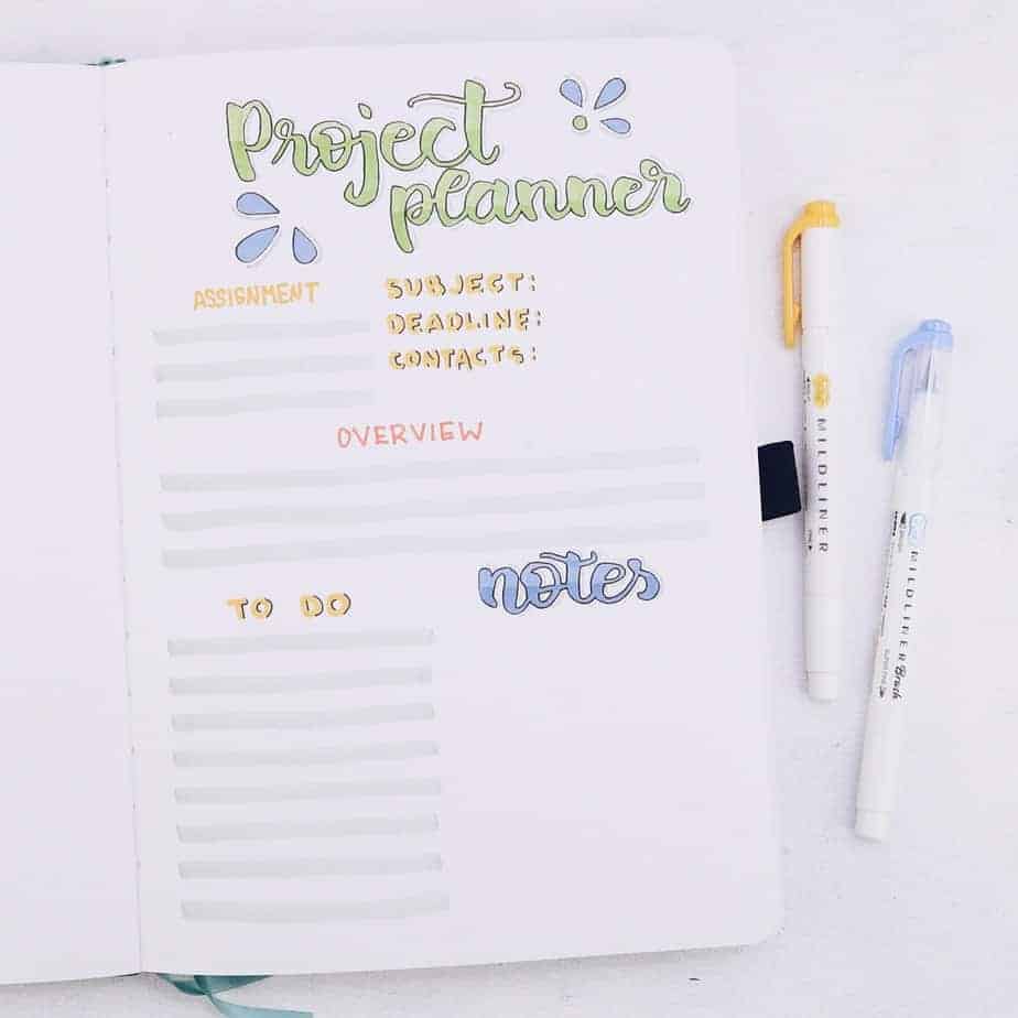 Why Use Your Bullet Journal For School and 7 Page Ideas, Project Planner | Masha Plans