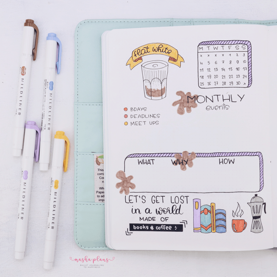 27 Coffee Bullet Journal Theme Inspirations & My November Plan With Me, Monthly Spread | Masha Plans