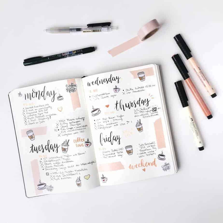 27 Coffee Bullet Journal Theme Inspirations & My November Plan With Me, Spread by @thuys.bujo | Masha Plans