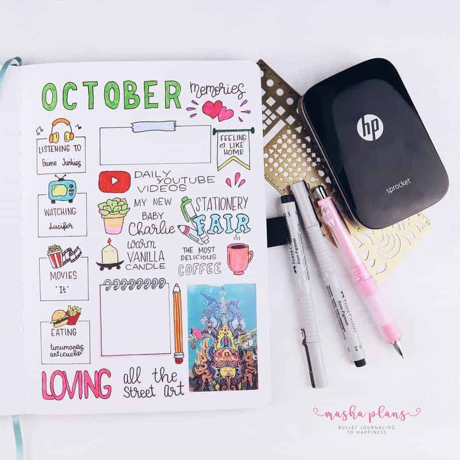 31 Fun and Simple Bullet Journal Page Ideas, Memories Spread | Masha Plans