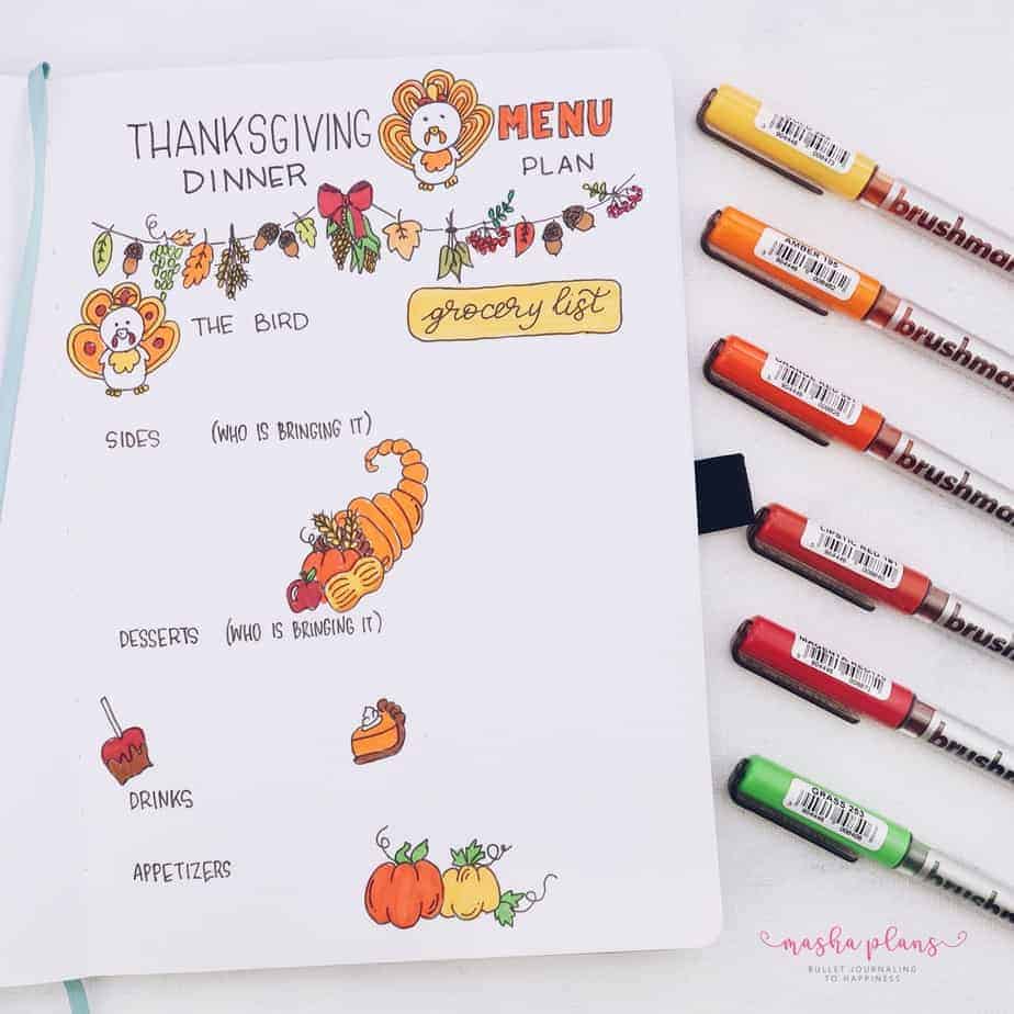 31 Fun and Simple Bullet Journal Page Ideas, Family Dinner Meal Plan | Masha Plans