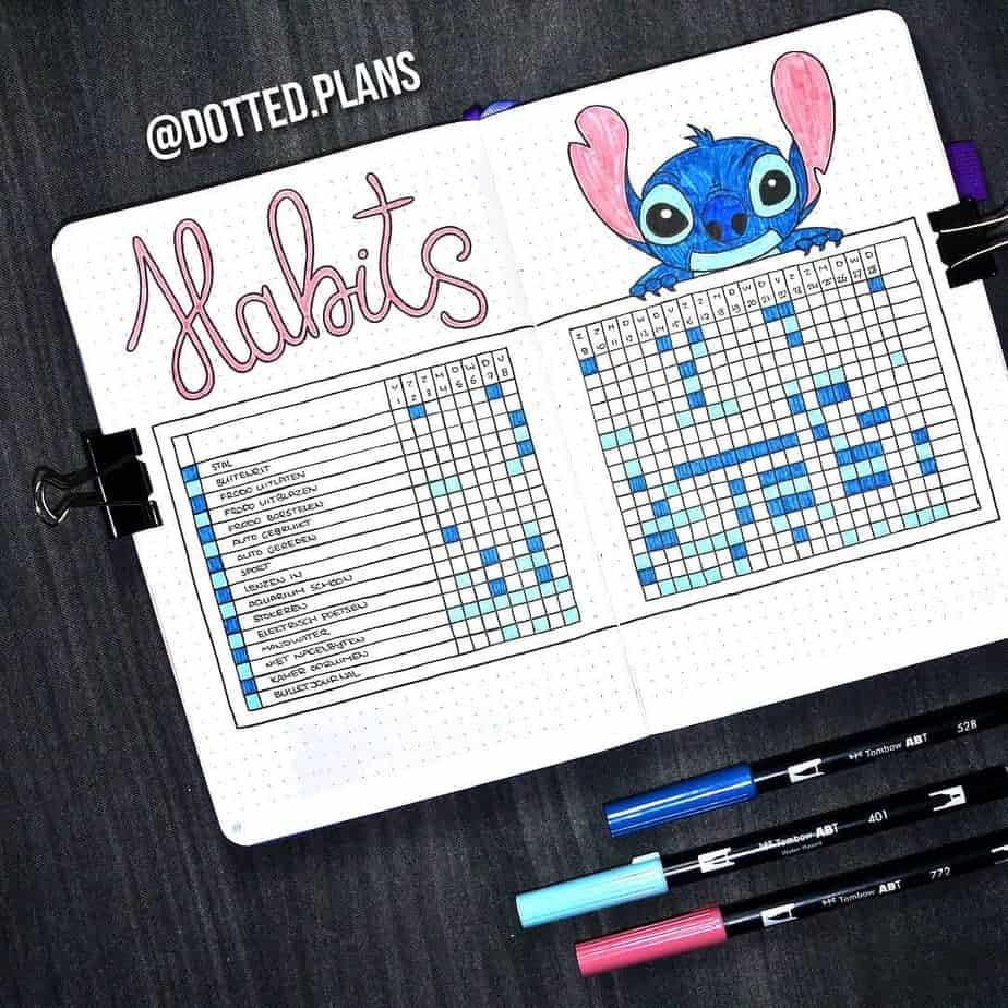 Disney Bullet Journal inspirations - habit tracker by @dotted.plans | Masha Plans