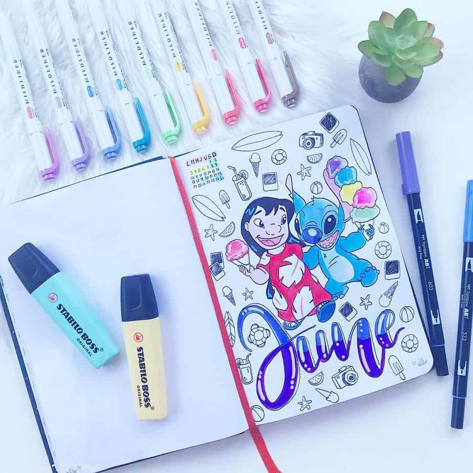 Disney Bullet Journal inspirations - cover page by @meduseaplumes | Masha Plans