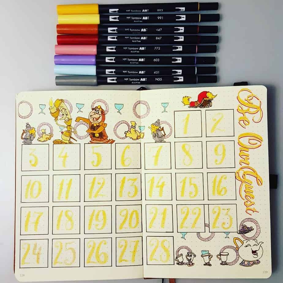 Disney Bullet Journal inspirations - monthly log by @the_nerdy_bujo | Masha Plans