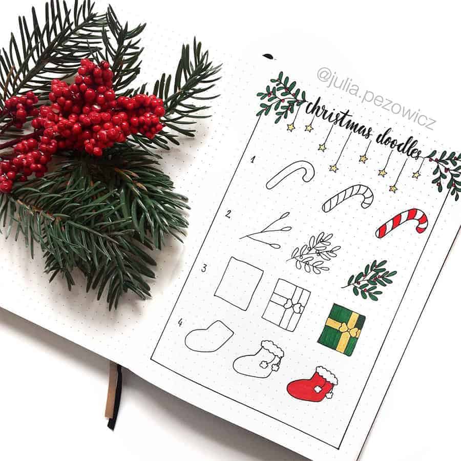 Christmas Bullet Journal Doodles by @julia.pezowicz | Masha Plans