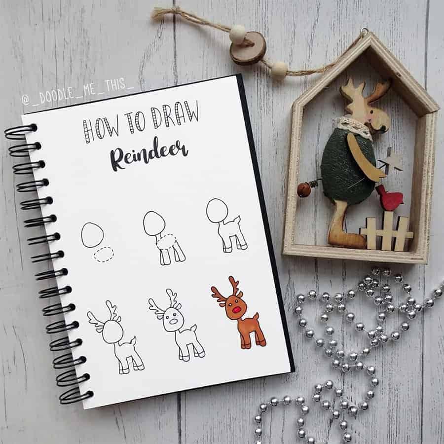 Christmas Bullet Journal Doodles Of Reindeer by @_doodle_me_this_ | Masha Plans