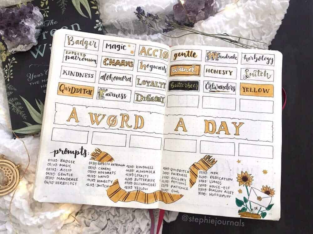 Harry Potter Bullet Journal Inspirations - spread by @stephiejournals | Masha Plans