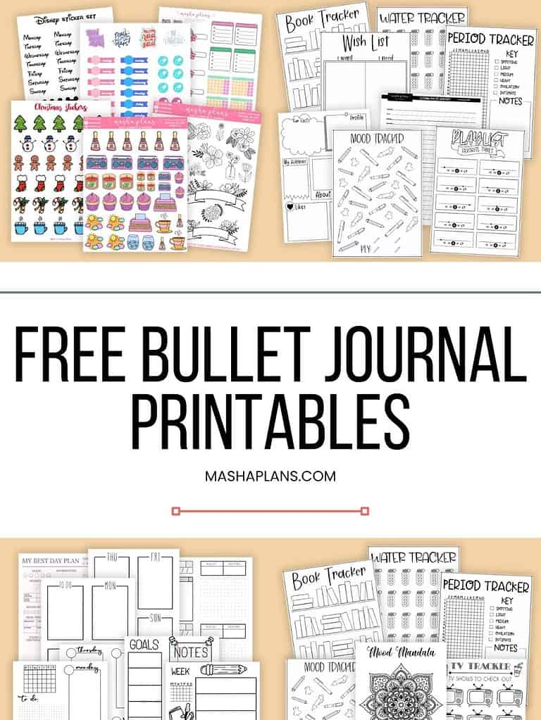 50+ FREE Bullet Journal Printables | Masha Plans