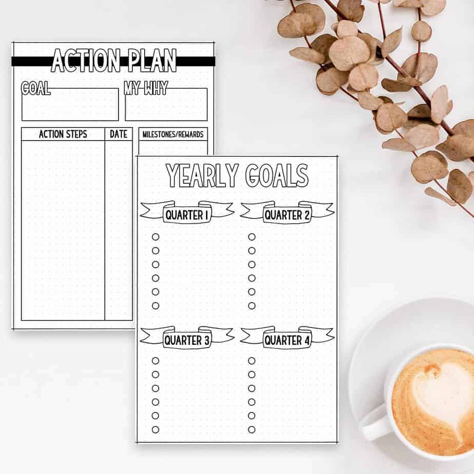 How To Set Goals in Your Bullet Journal - Free Printable Goals Pages | Masha Plans