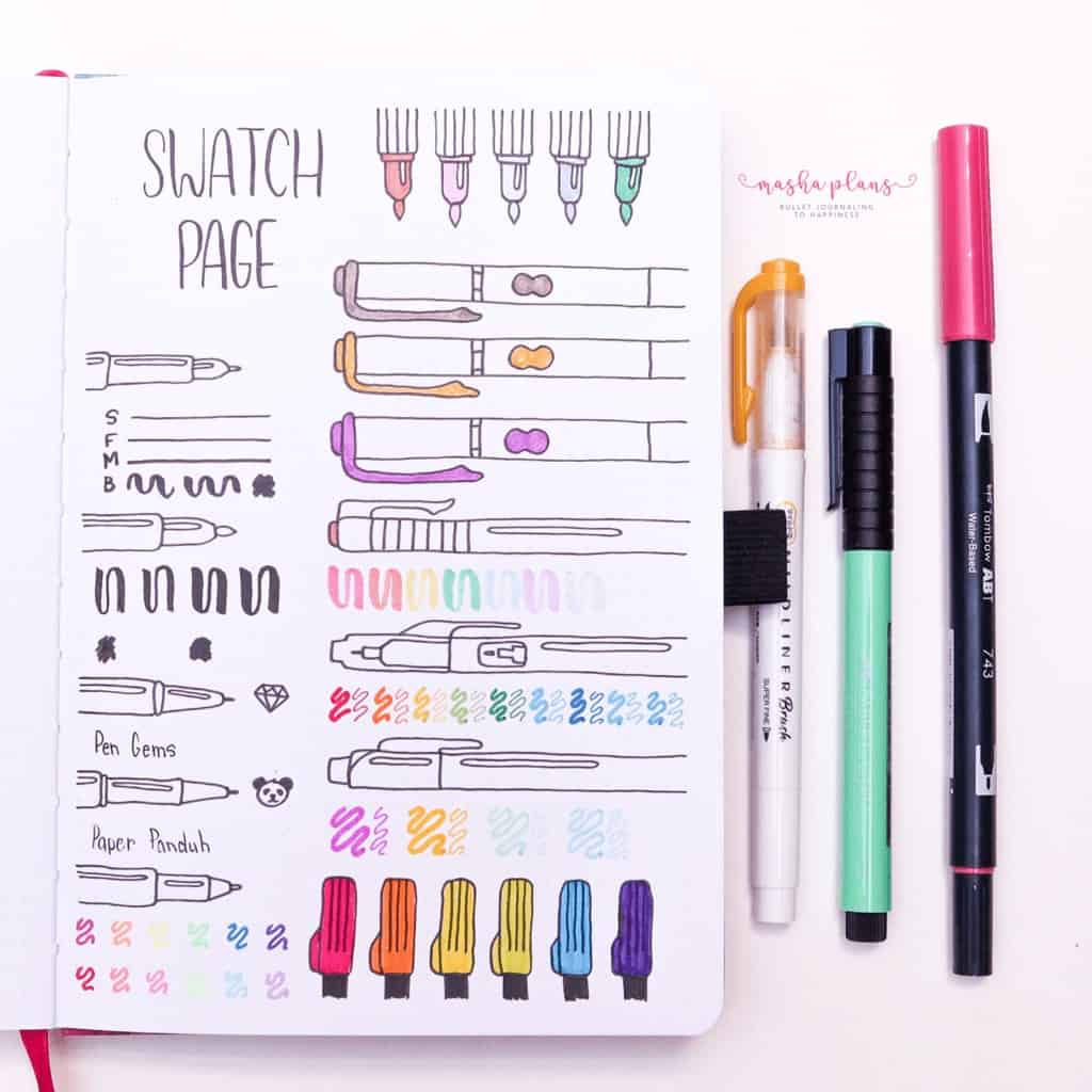 Pen Test Page in Archer and Olive and Amy Tangerine Planner | Masha Plans