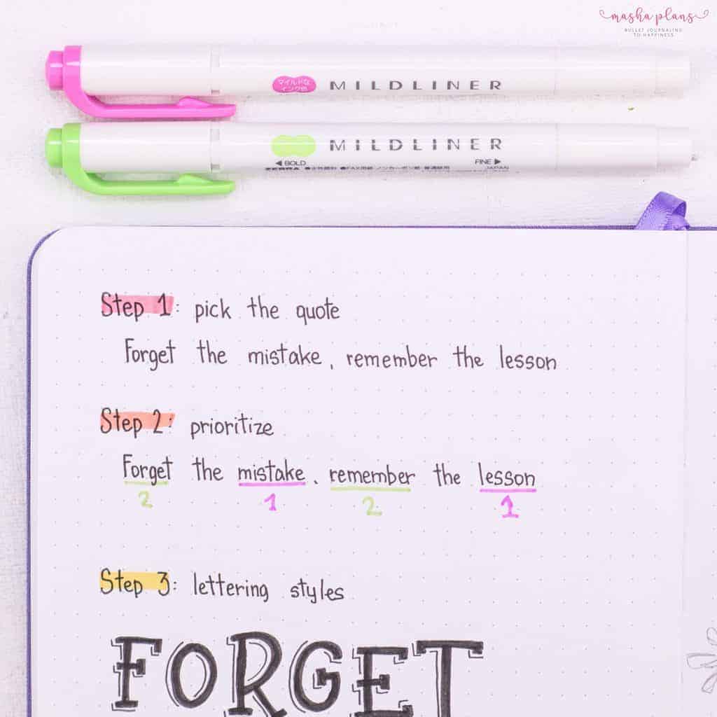 How To Create Inspiring Quote Pages In Your Bullet Journal: Step By Step Guide | Masha Plans