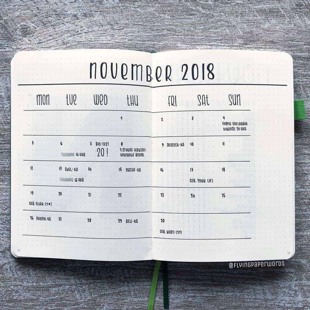 Minimalist Bullet Journal Monthly Log by @flyingpaperwords | Masha Plans