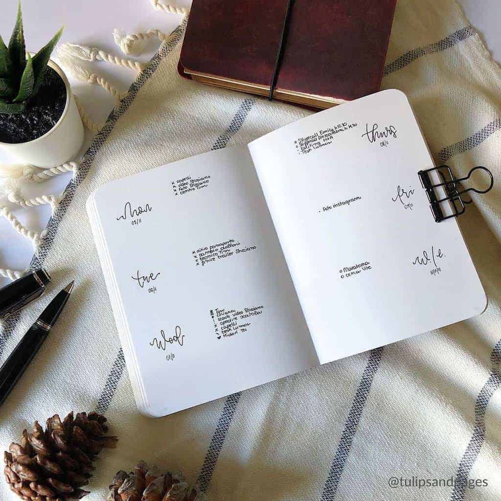 Minimalist Bullet Journal Weekly by @tulipsandpages | Masha Plans