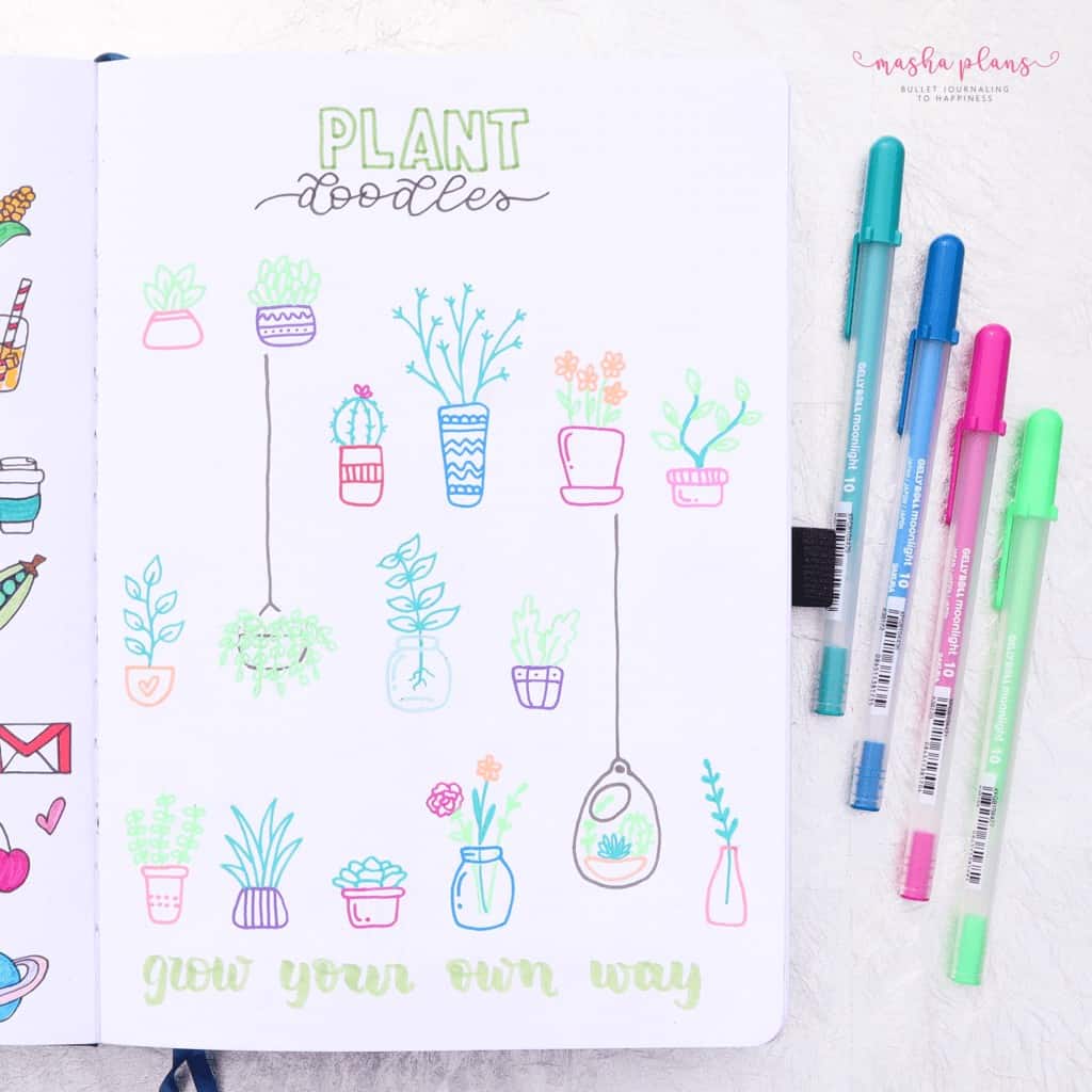 Fun and Easy Bullet Journal Doodles - plant doodles | Masha Plans
