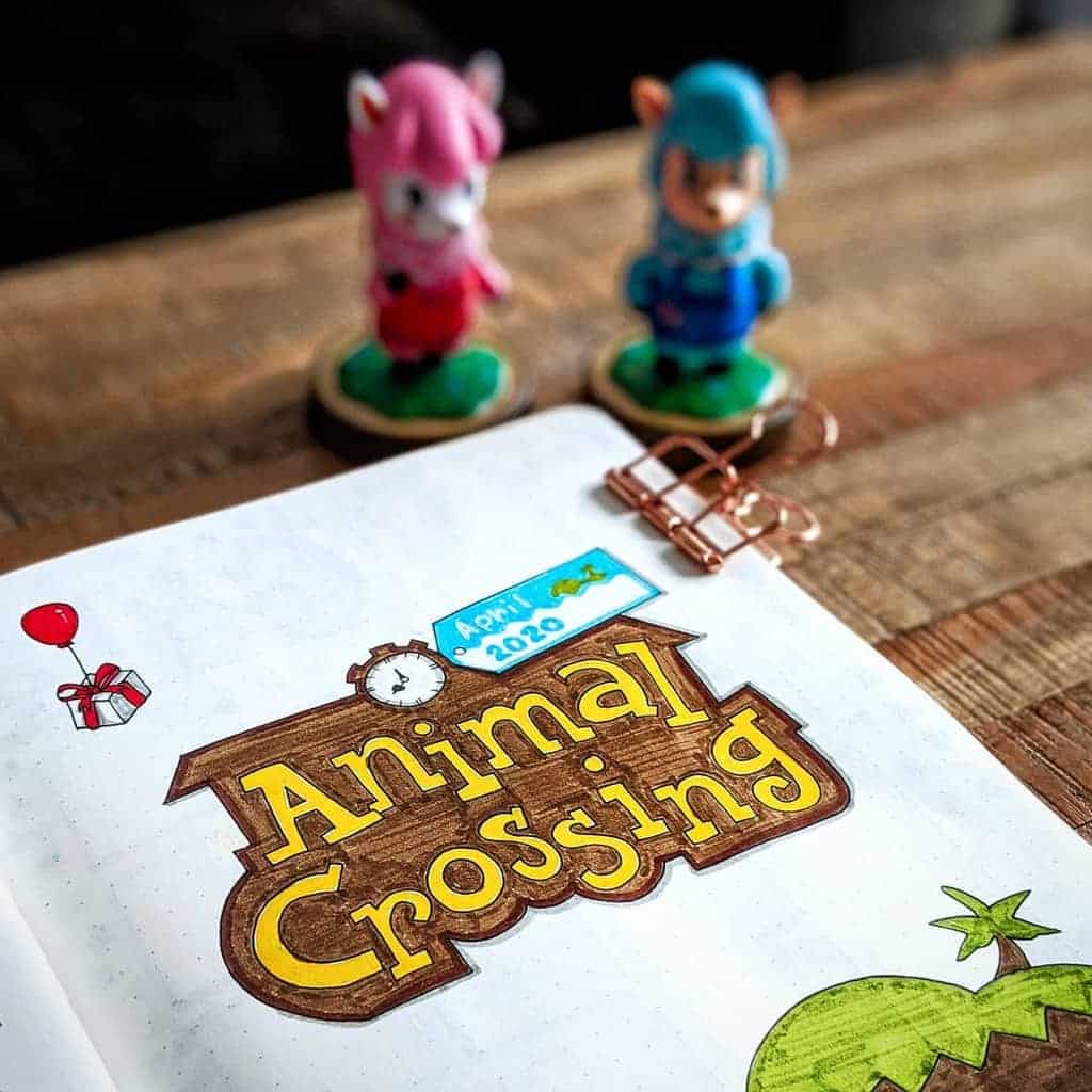 Animal Crossing Bullet Journal Inspirations - cover page by @aleftyslines | Masha Plans