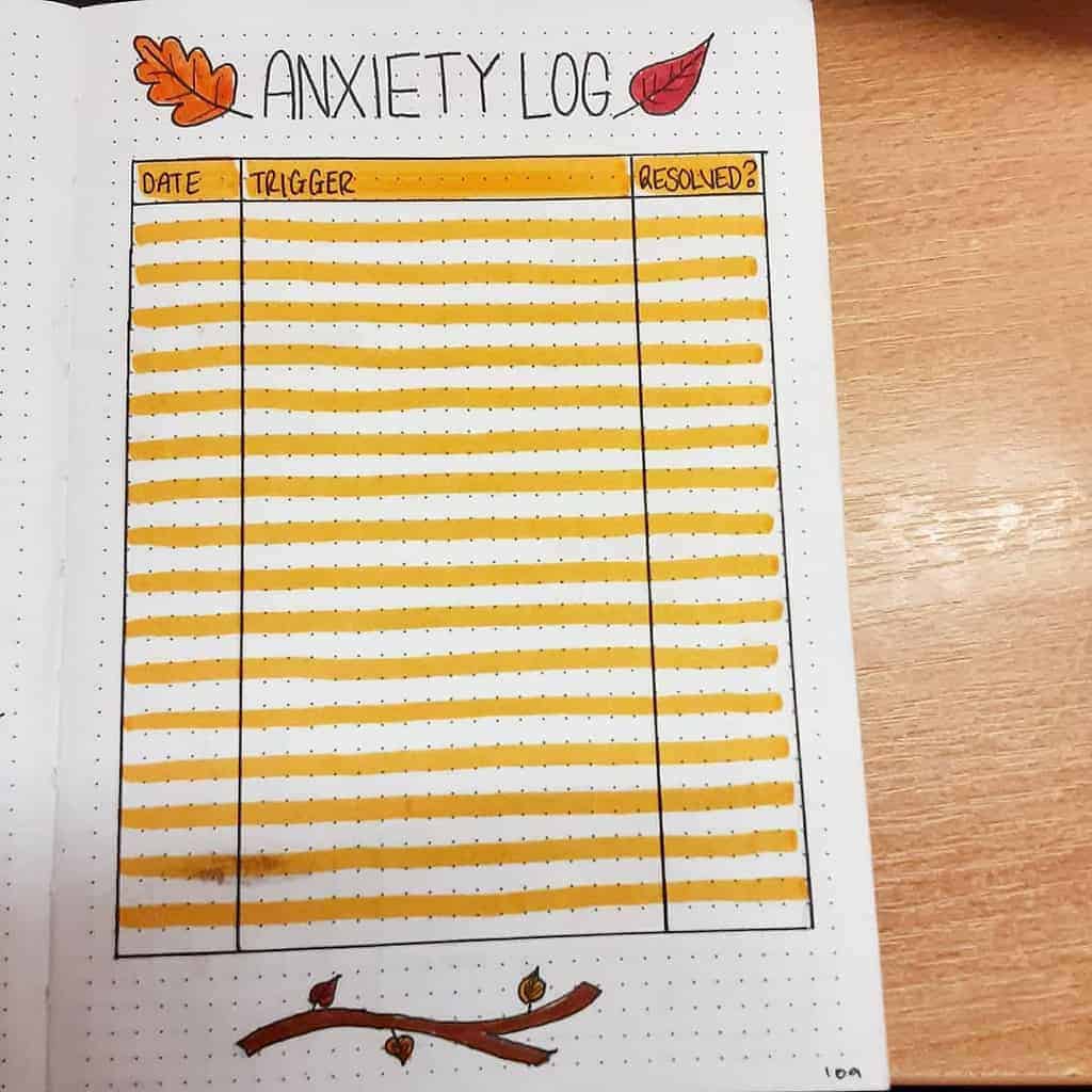 Bullet Journal For Mental Health - anxiety log by @blakie_journal | Masha Plans