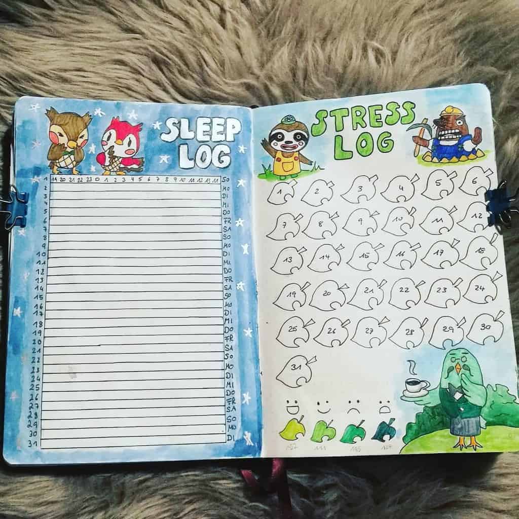 Animal Crossing Bullet Journal Inspirations - sleep log by @celinehampel | Masha Plans