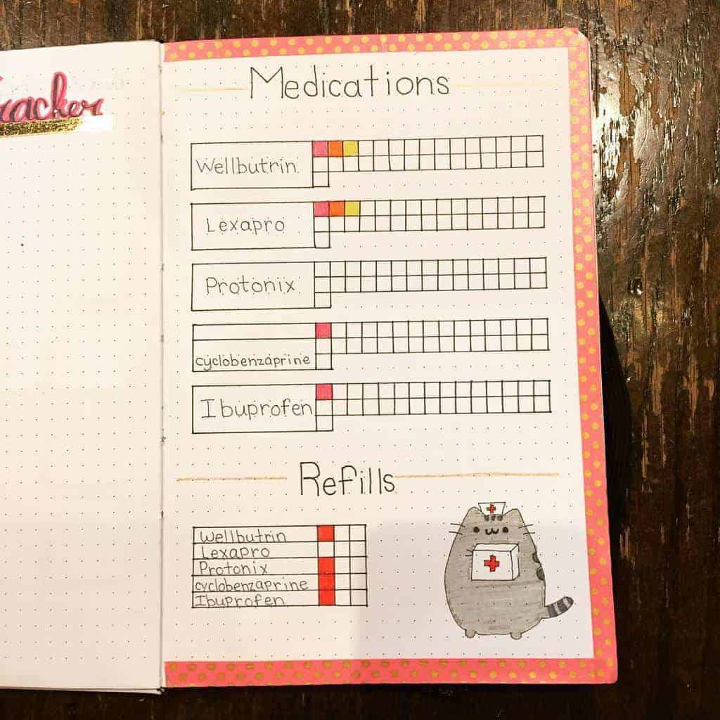 Bullet Journal For Mental Health - medication trackr by @katrina.unibujo | Masha Plans