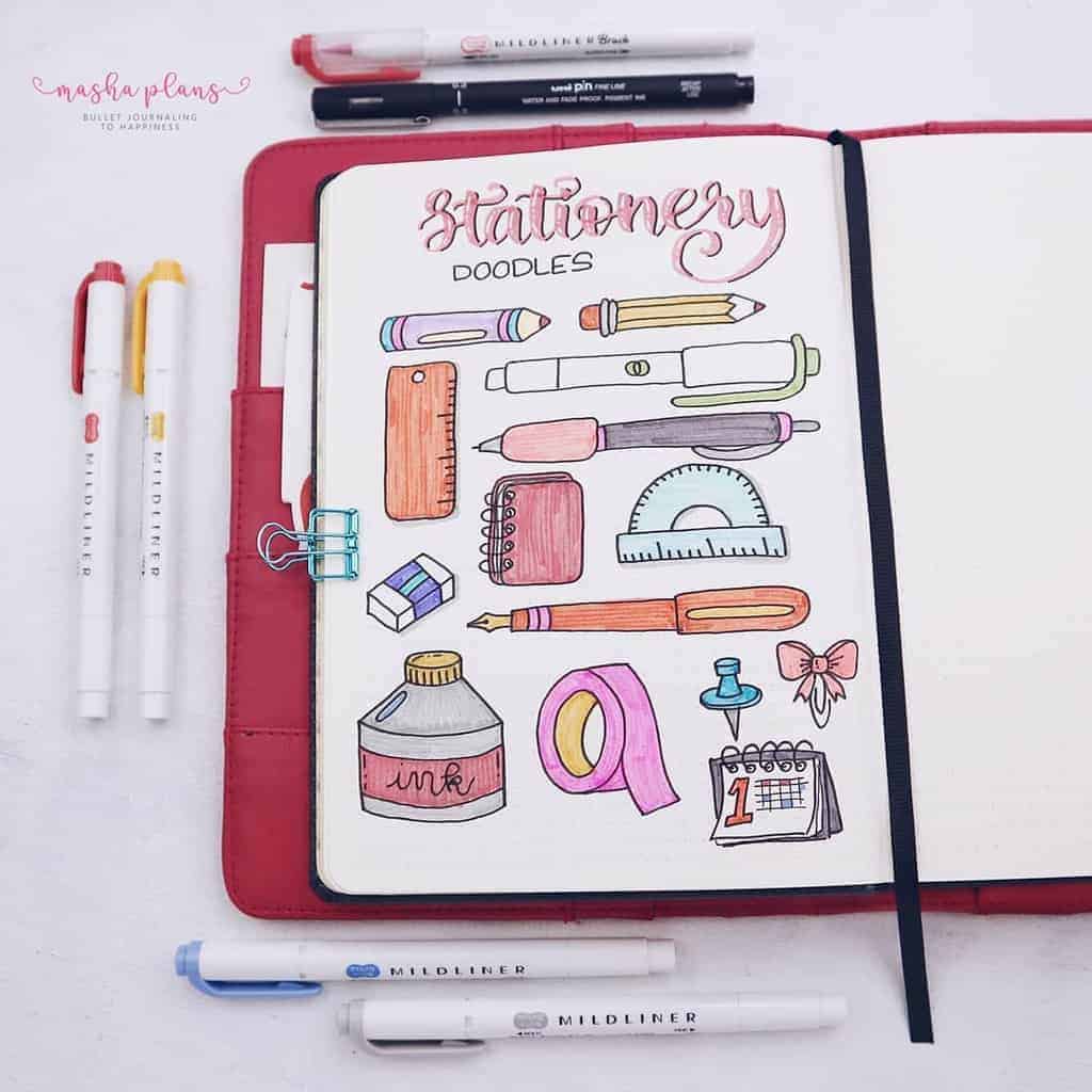 Fun and Easy Bullet Journal Doodles - stationery doodles | Masha Plans