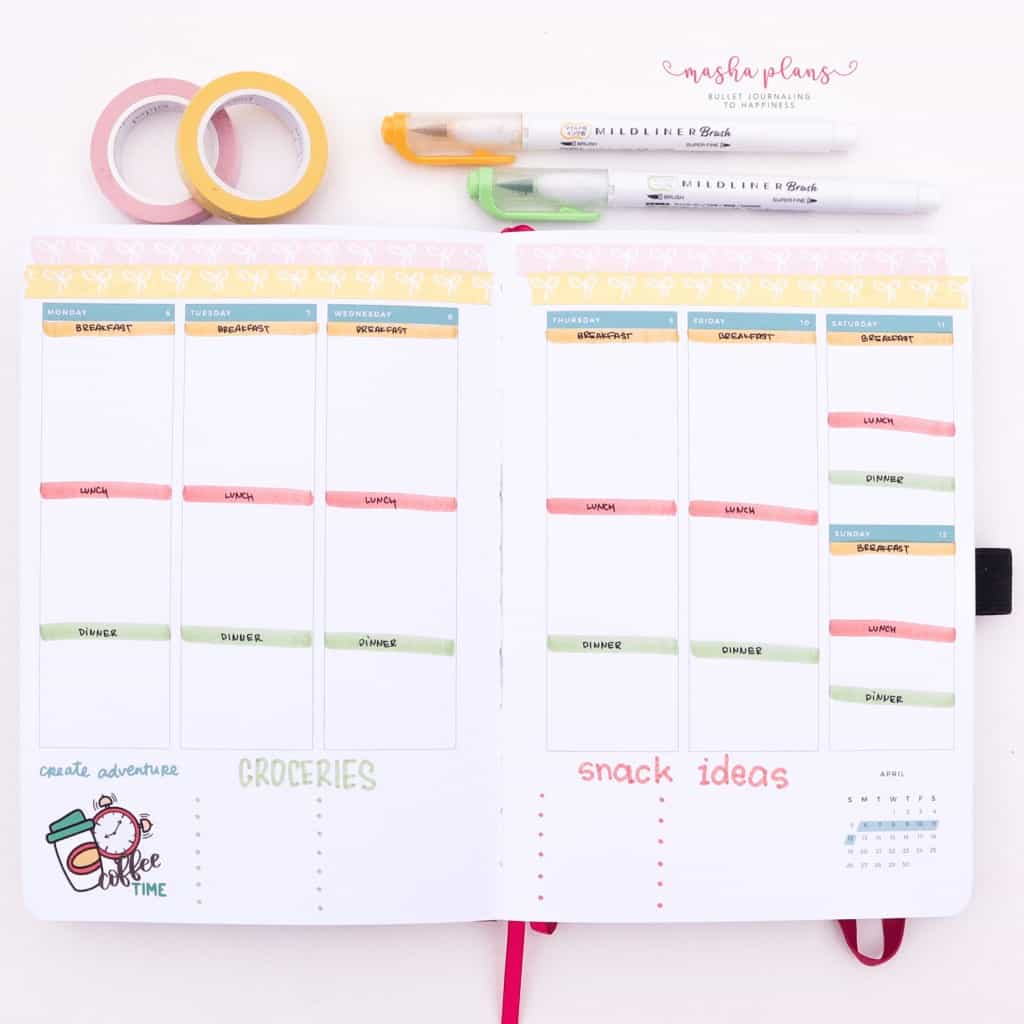 Meal Planner in Archer and Olive and Amy Tangerine Planner | Masha Plans