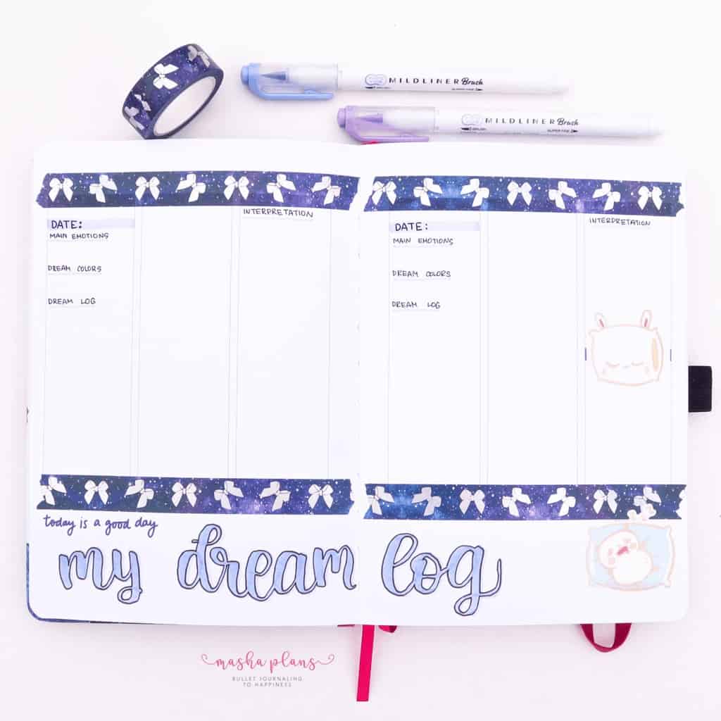 Dream Log in Archer and Olive and Amy Tangerine Planner | Masha Plans