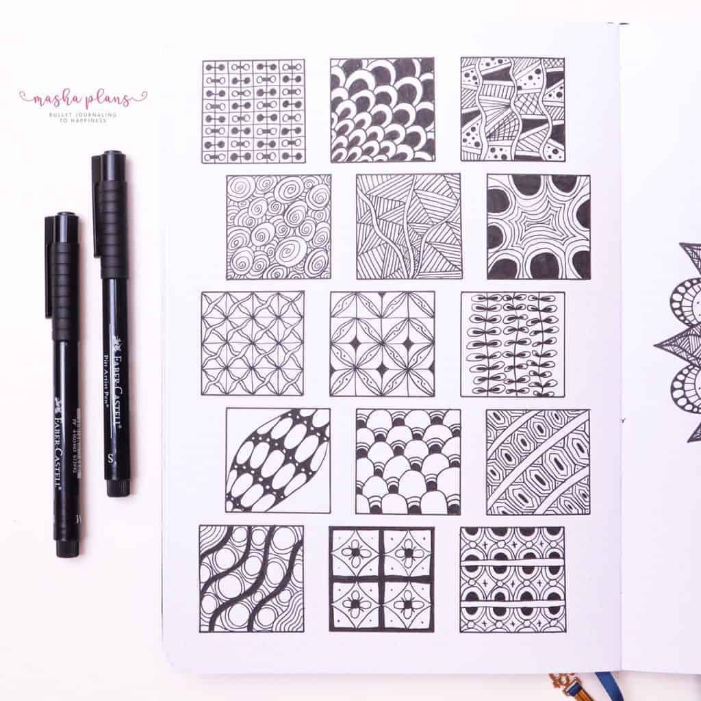  How To Draw & Use Mandalas In Your Bullet Journal - zentangle patterns| Masha Plans