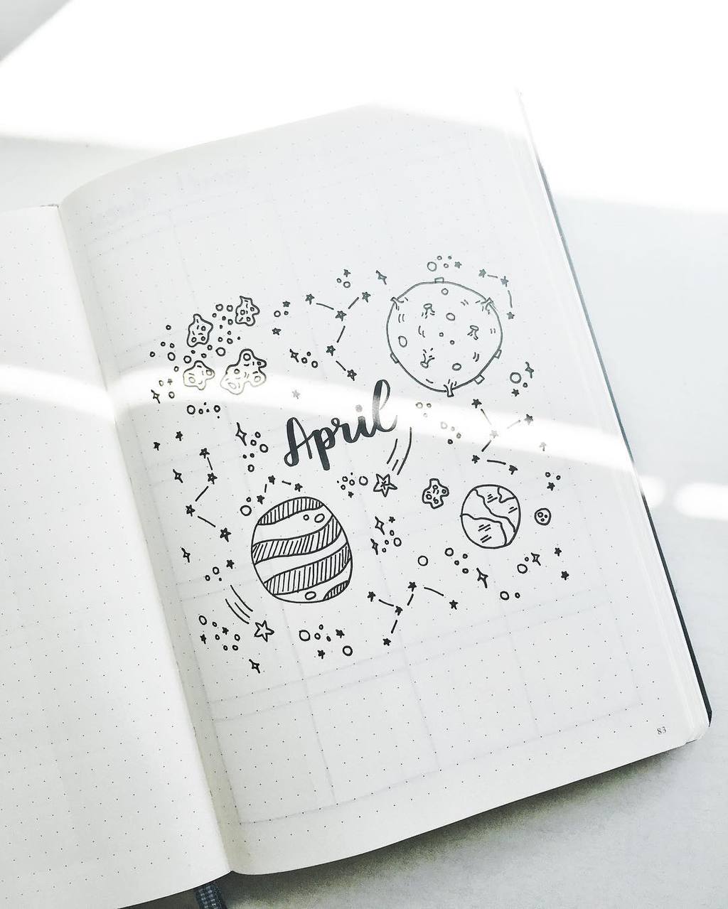 Space and Galaxy Bullet Journal Theme Inspirations - cover page by @casslydoodles | Masha Plans