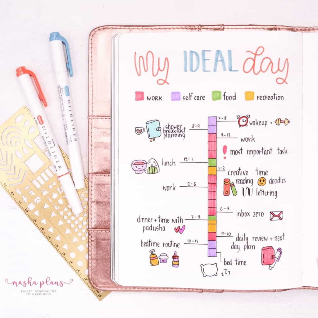 Plan With Me: August Work Bullet Journal Setup - my ideal day | Masha Plans
