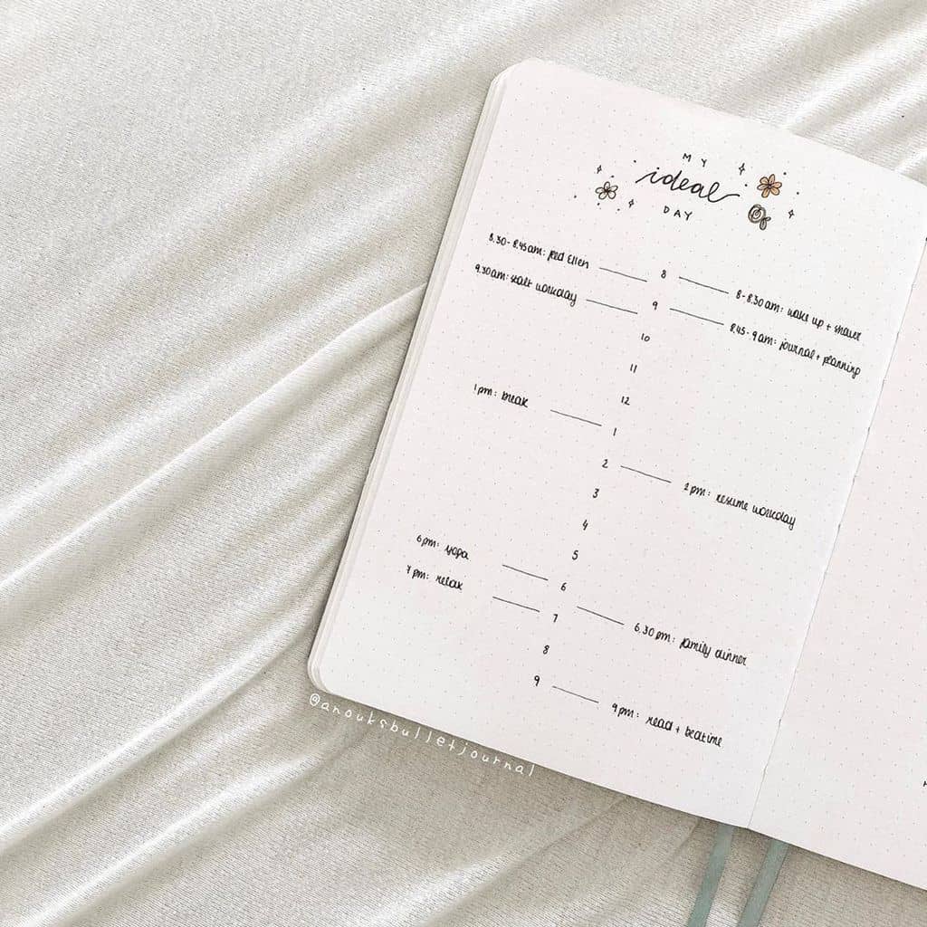 My Ideal Day Routine Spread by @anouksbulletjournal | Masha Plans