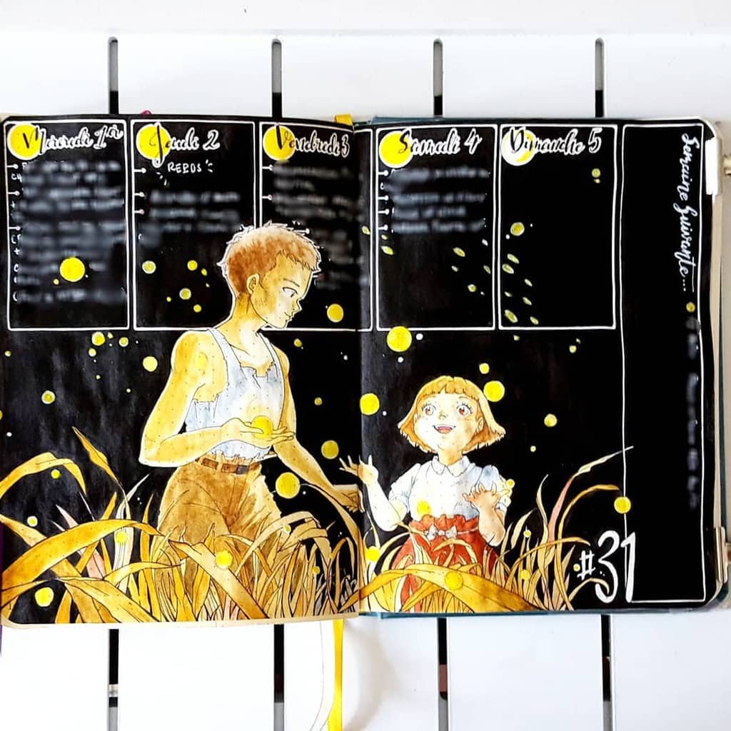 Fireflies Bullet Journal Theme Inspirations - weekly spread by @bujo_of_ryo | Masha Plans