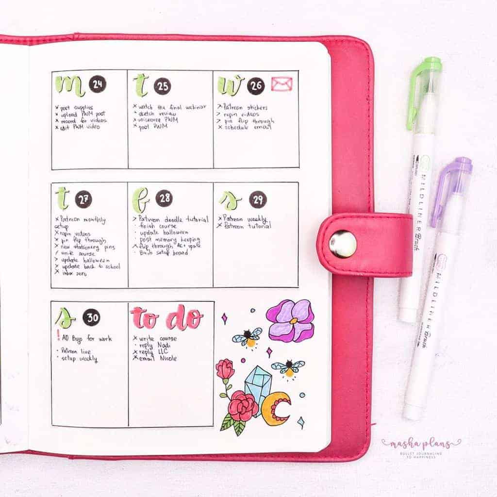 Firefly Bullet Journal Theme Inspirations - weekly spread | Masha Plans