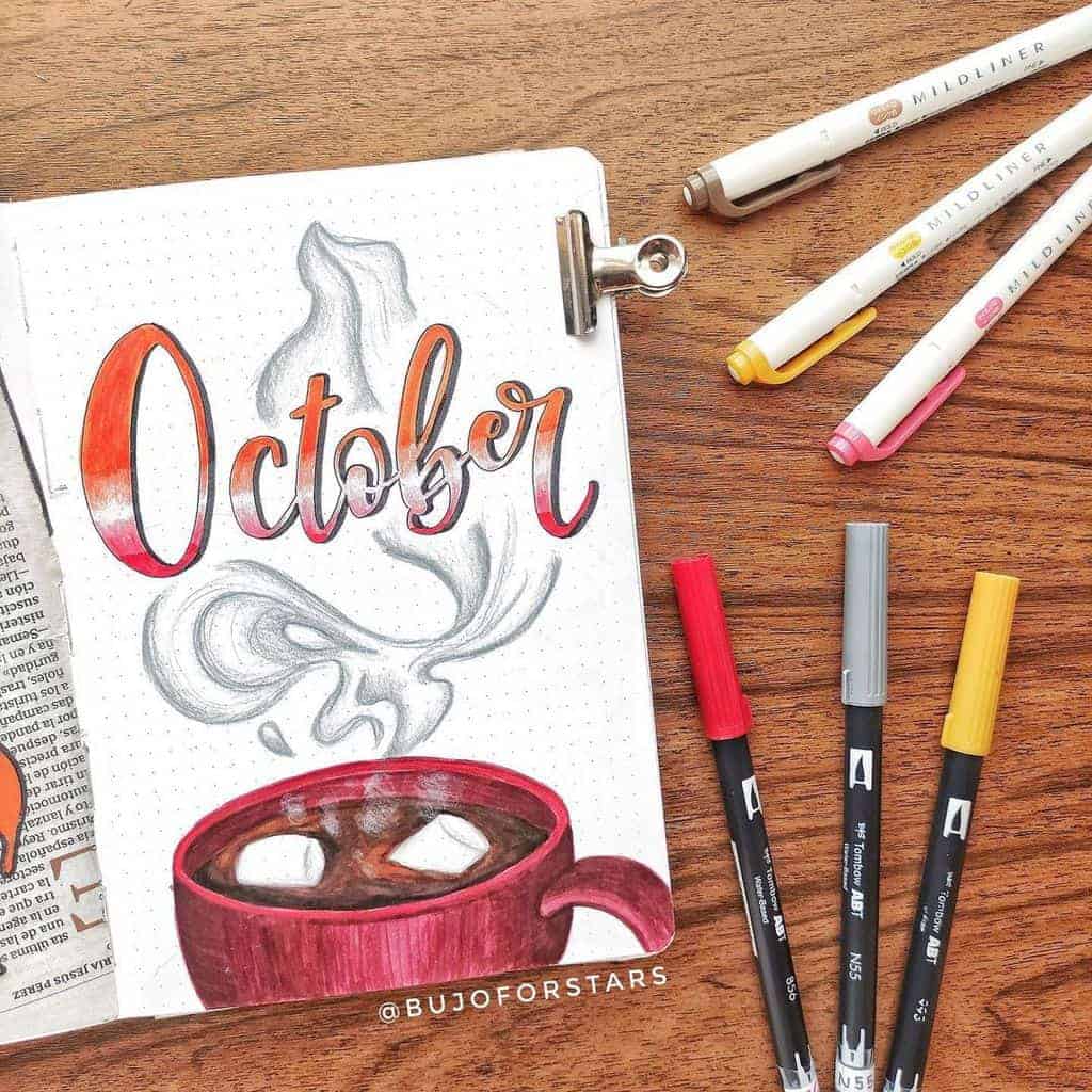 October Cover Page by @bujoforstars | Masha Plans
