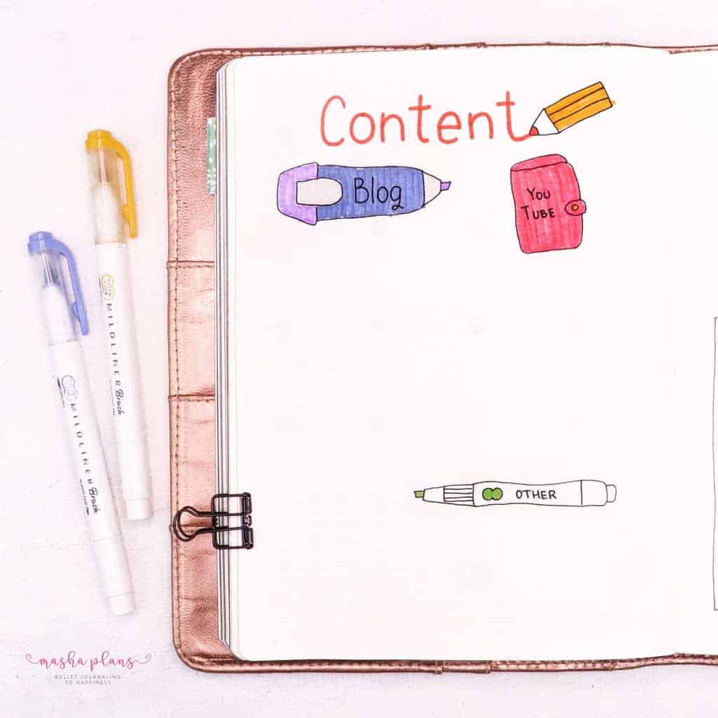 September Bullet Journal Setup In My Blogging Journal - content ideas | Masha Plans