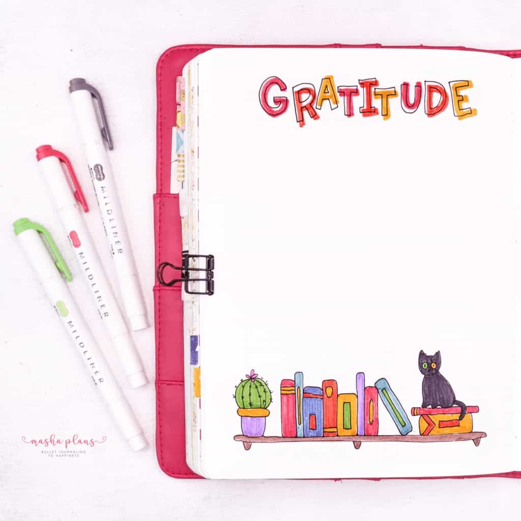 Book Bullet Journal Theme Ideas And Inspirations - gratitude log | Masha Plans