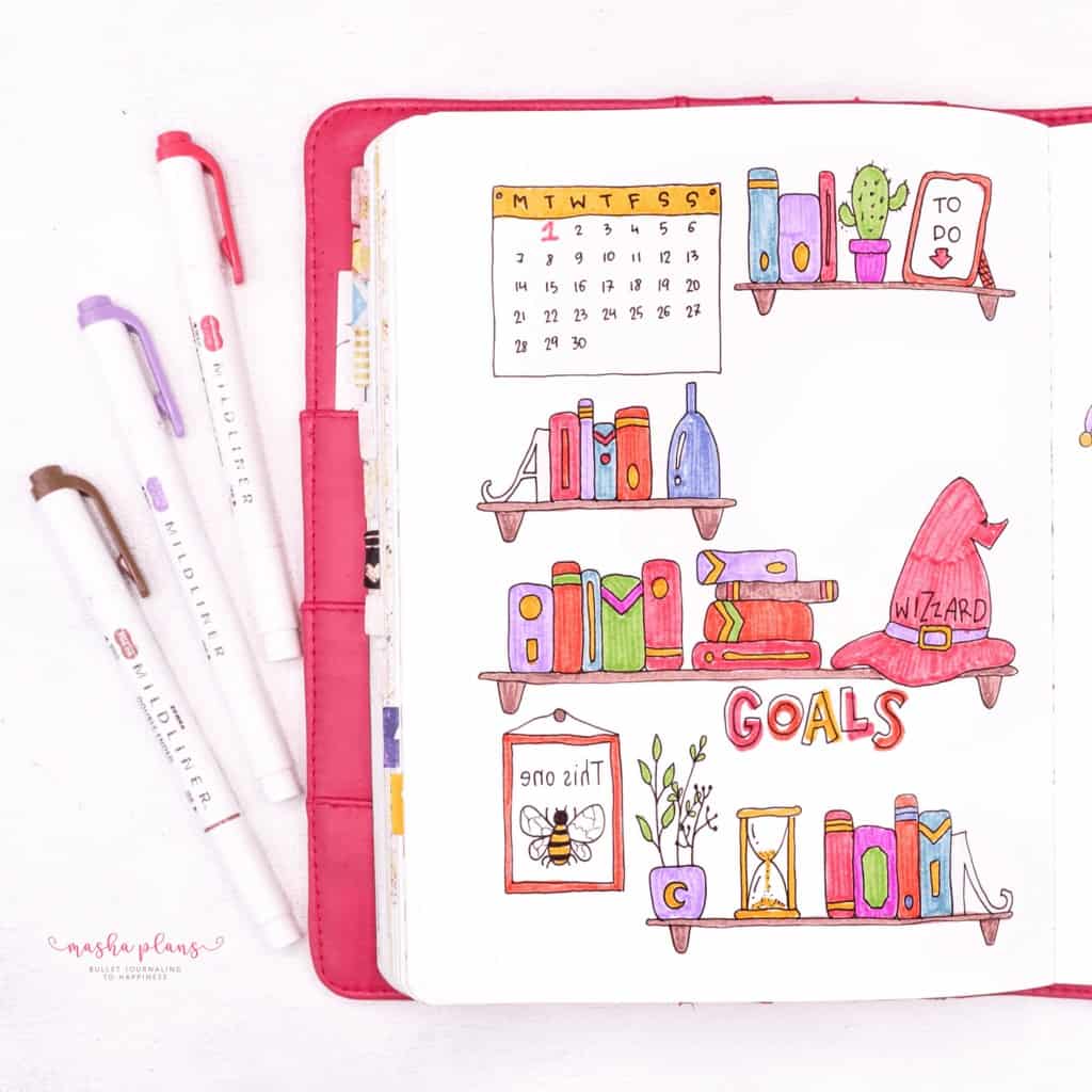 Book Bullet Journal Theme Ideas And Inspirations - monthly log | Masha Plans