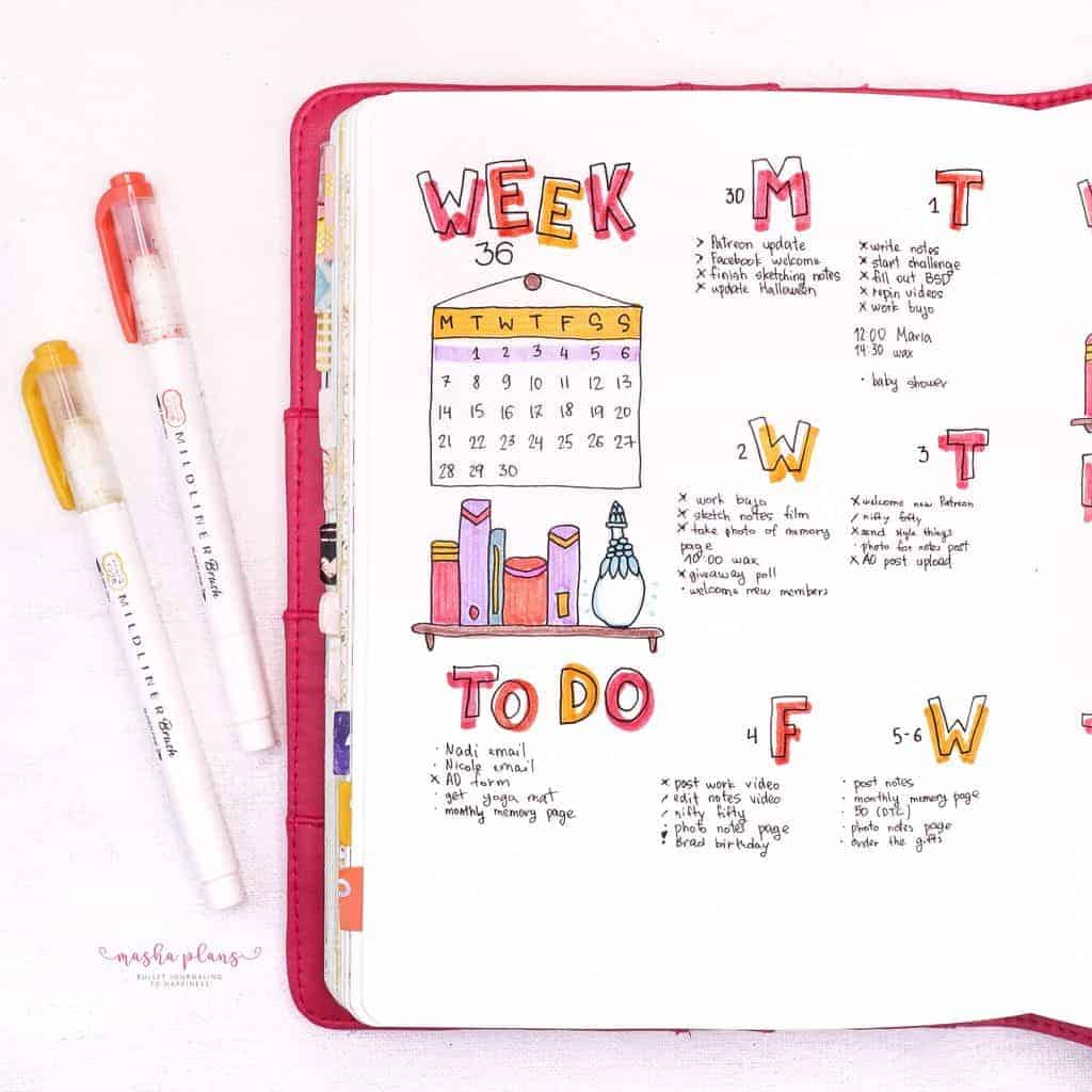 39 Brilliant Book Bullet Journal Theme Ideas And Inspirations - weekly log | Masha Plans