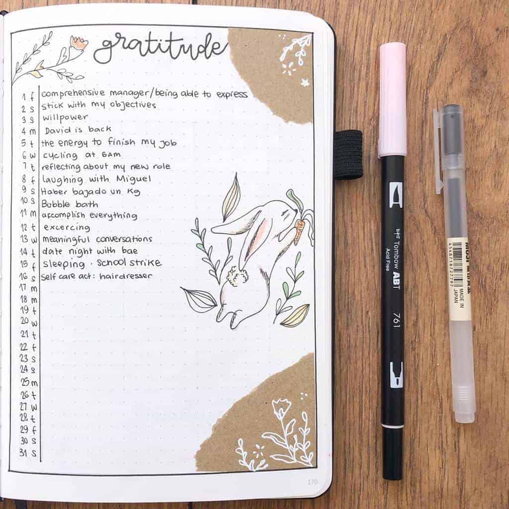 Bullet Journal Gratitude Log by @bujosonia | Masha Plans