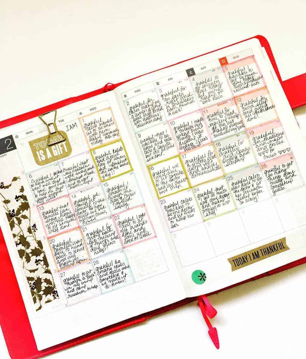 Bullet Journal Gratitude Log by @cmmhandcrafted | Masha Plans