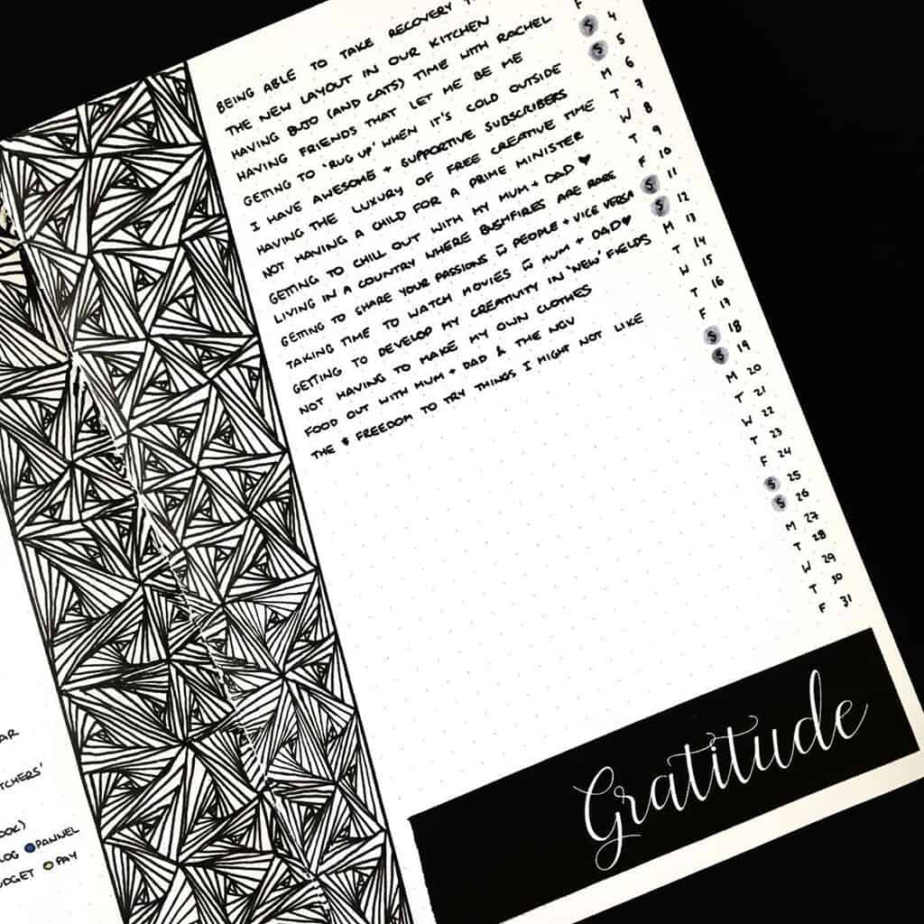 Bullet Journal Gratitude Log by @jashiicorrin | Masha Plans