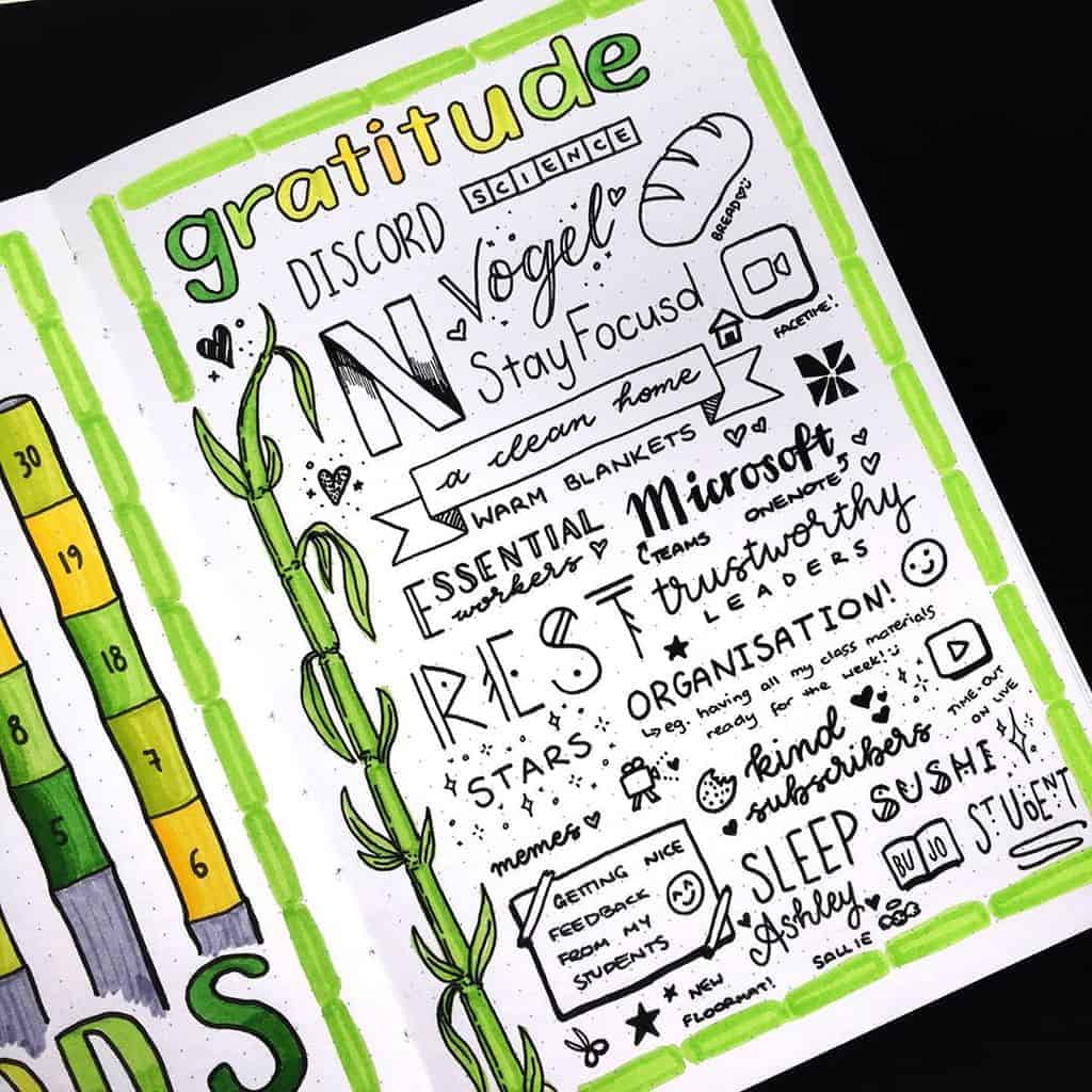 Bullet Journal Gratitude Log by @jashiicorrin | Masha Plans