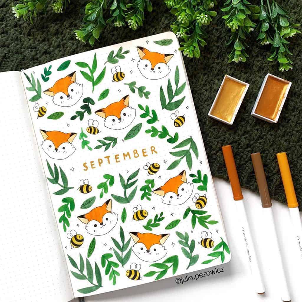 Fall Bullet Journal Theme Inspirations - cover page by @julia.pezowicz | Masha Plans