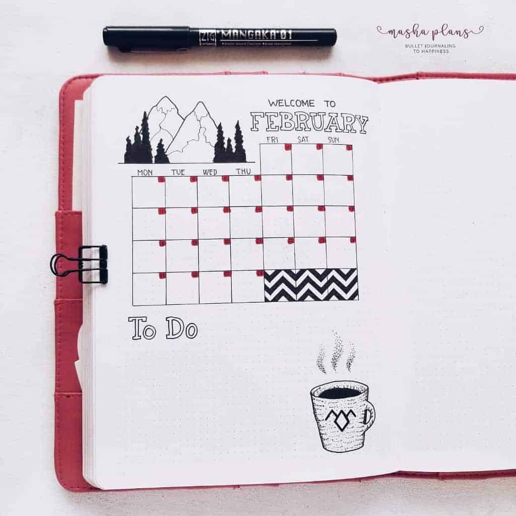 Twin Peaks Bullet Journal Theme Inspiration - monthly log | Masha Plans