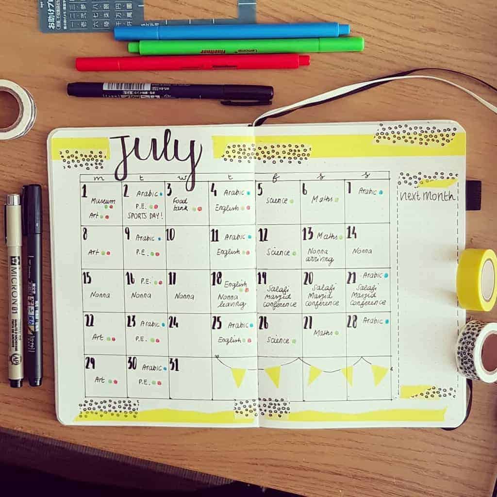Homeschool Bullet Journal Page ideas - monthly plan by @salamhomeschooling | Masha Plans