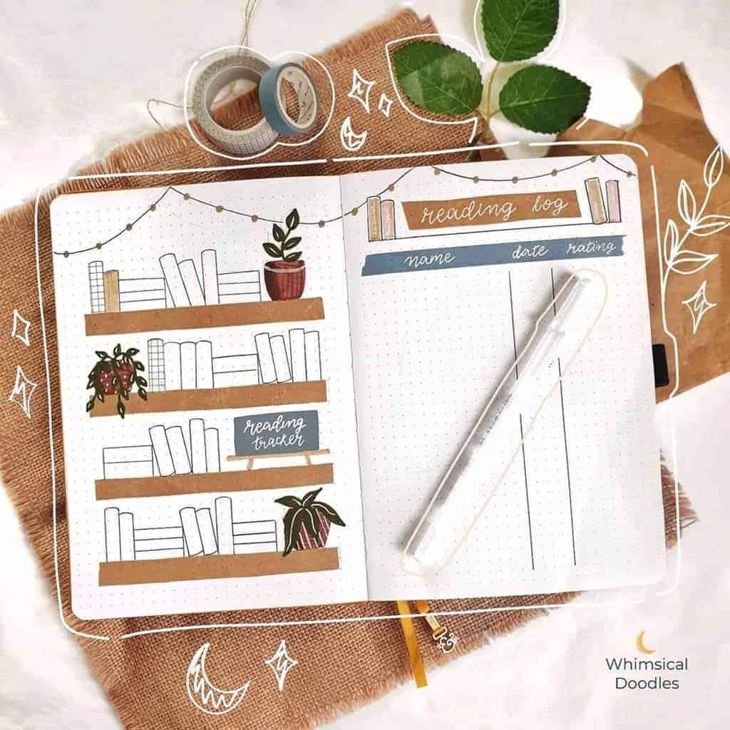 Book Bullet Journal Theme Ideas And Inspirations - book tracker by @whimsical.doodles | Masha Plans