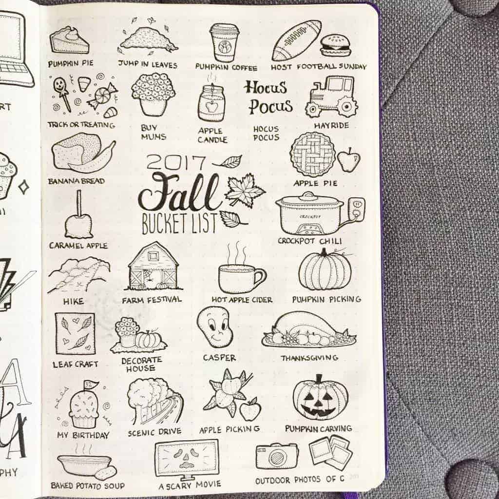 31 Fall Bucket List ideas and Bullet Journal Inspirations - spread by @plansthatblossom | Masha Plans