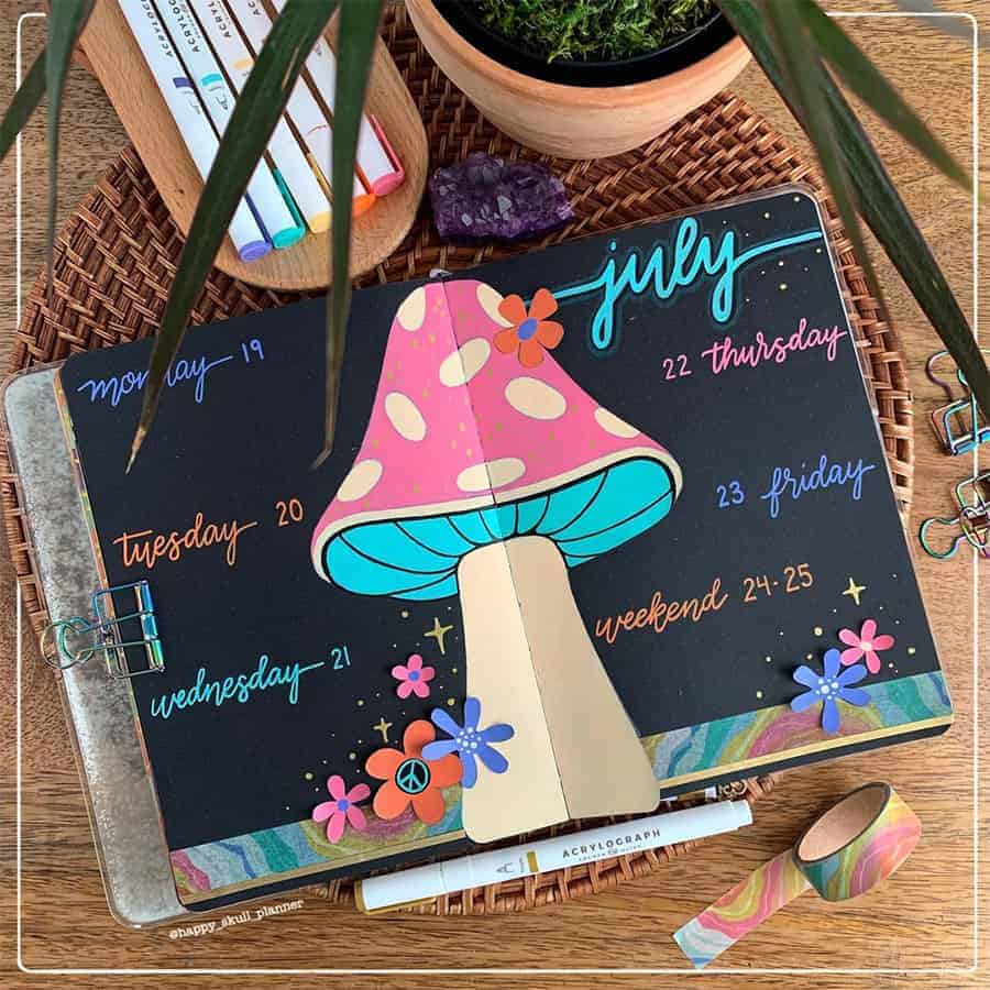 Weekly Spread USing Acrylograph Pens by @happy_skull_planner | Masha Plans